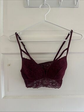PINK Victoria's Secret Lace Strappy Bralette - Wine